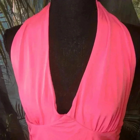 Hot Pink Asymmetrical Halter Wrap Dress - Picture 7 of 13